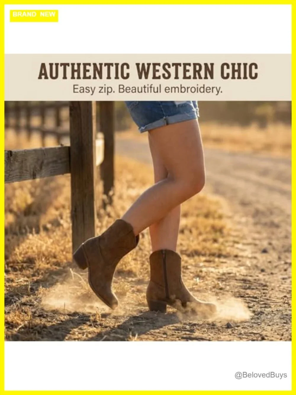 Women's Western Embroidered Cowboy Booties Short Shaft Side Zip Almond Toe